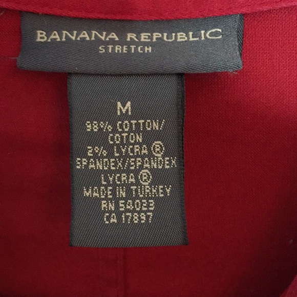 Banana Republic red button down 3/4 length sleeve - Picture 2 of 4
